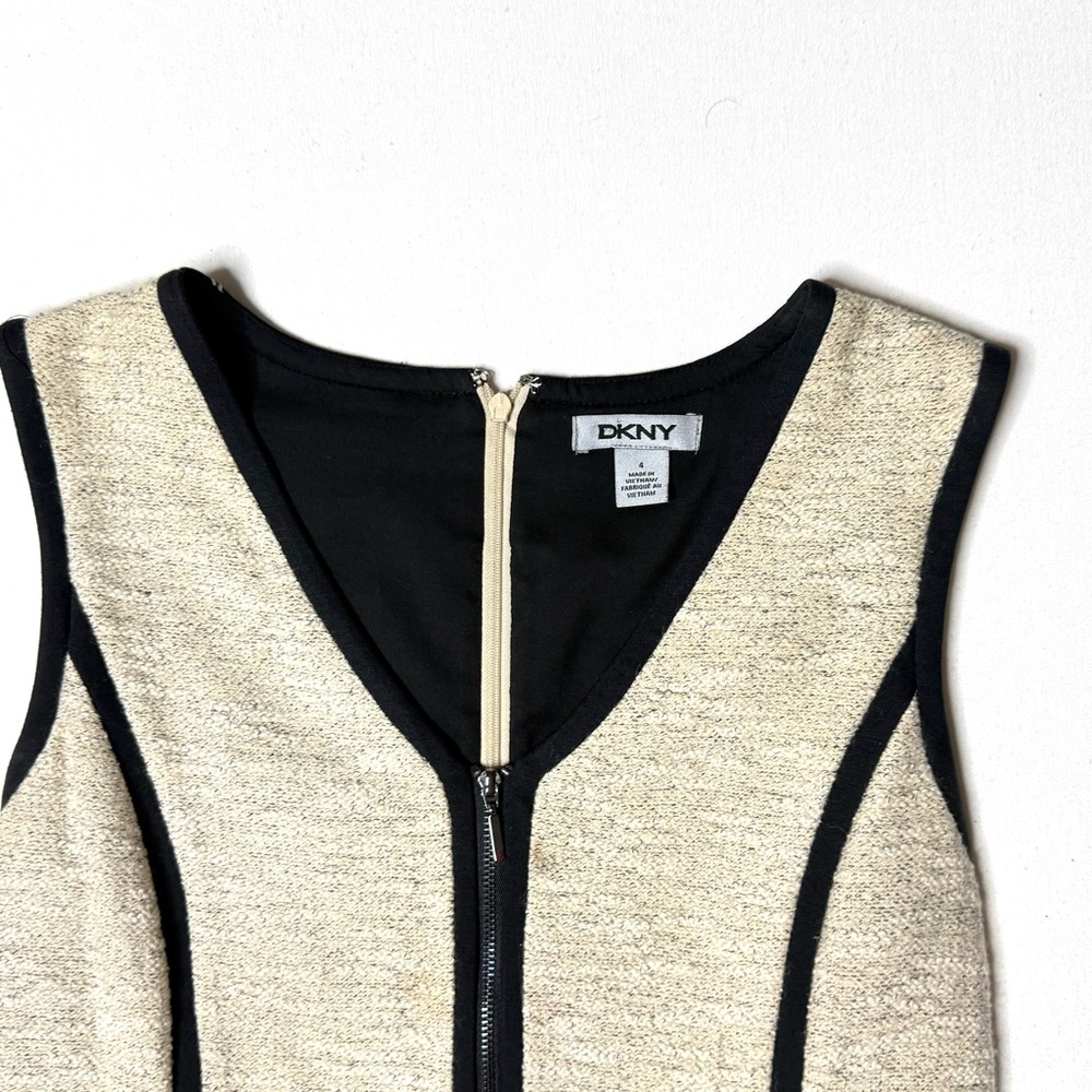 DKNY Cream & Black Trim Sleeveless Sheath Dress Size 4 - Picture 9 of 11